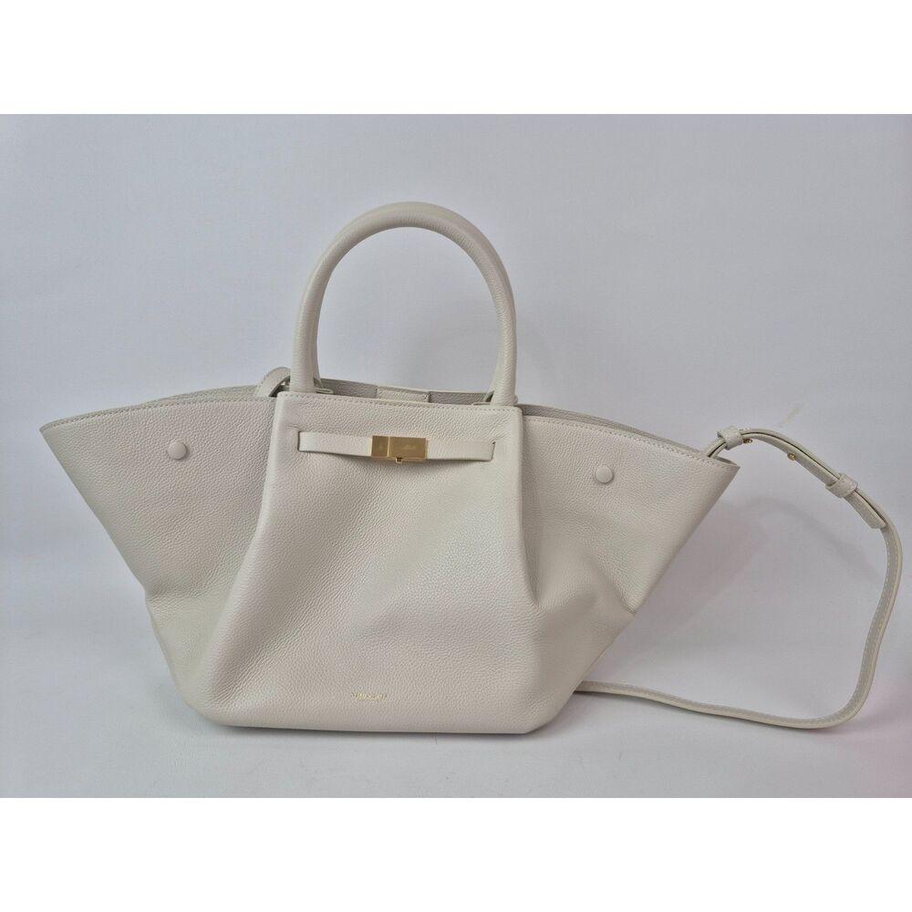 DeMellier Chalk White New York Leather East/West Midi Tote